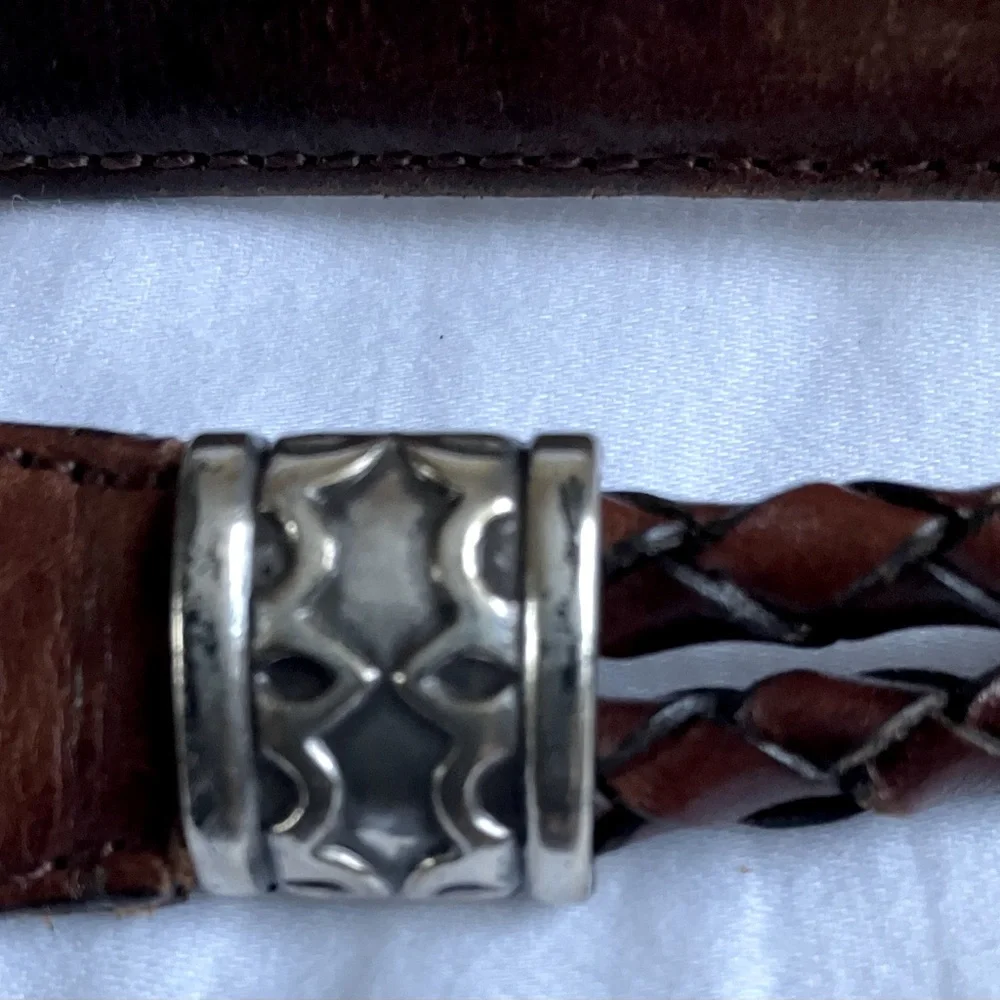 FOSSIL  Western Braided Classic Brown Leather Belt
